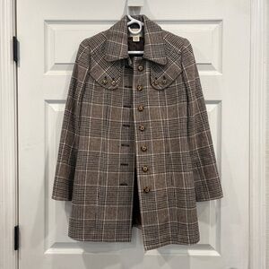 Cordelia Plaid Brown Pea Coat Size 4